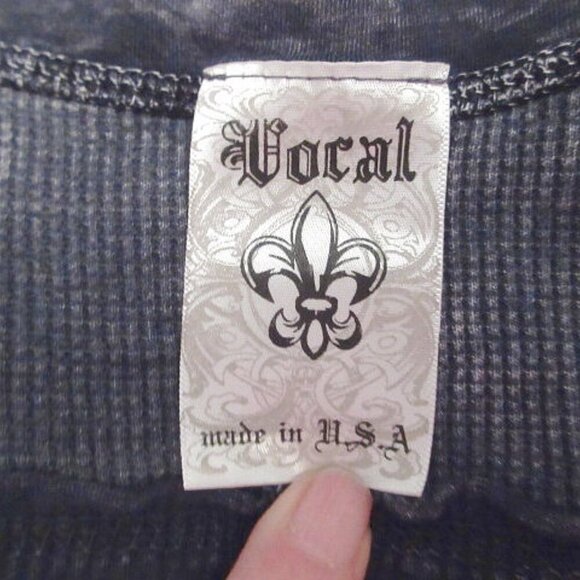 Y2K Vtg VOCAL Studded ARROWS Tunic TOP Size L ACID WASH Sharkbite THERMAL Grunge - Picture 5 of 11